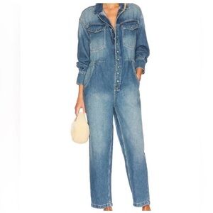 Free People Townes Denim Utility Jumpsuit good condition
